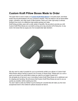 Custom Kraft Pillow Boxes Made to Order