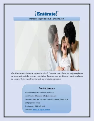 planes de seguro de salud enterate com