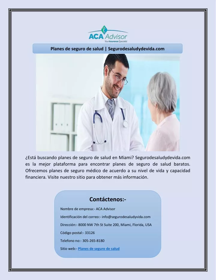 planes de seguro de salud segurodesaludydevida com