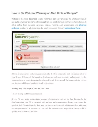 how to fix webroot warning or alert hints