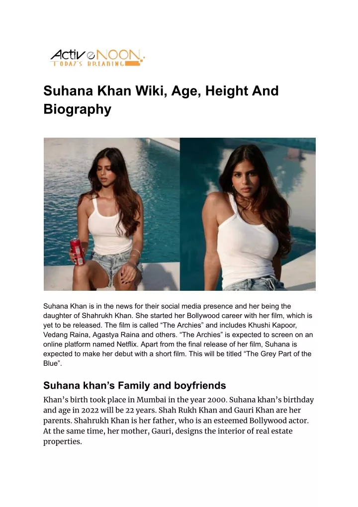 suhana khan wiki age height and biography