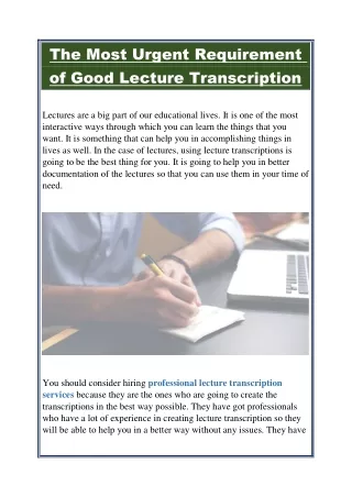 Best Trustworthy Lecture Transcription Services