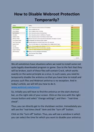 how to disable webroot protection temporarily