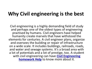 Why Civil engineering is the best