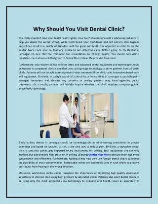 Why Should You Visit Dental Clinic