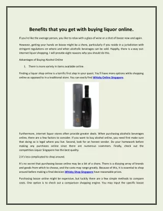 Benefits that you get with buying liquor