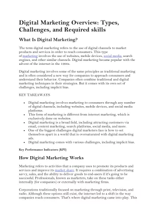 digital marketing overview types challenges