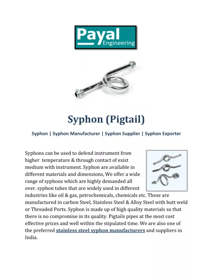 syphon pigtail
