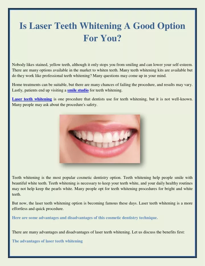 is laser teeth whitening a good option for you