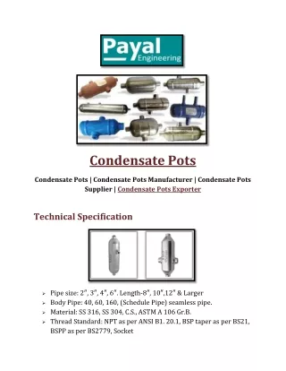 Condensate Pots payal