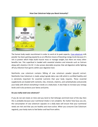 how cow colostrum helps you boost immunity