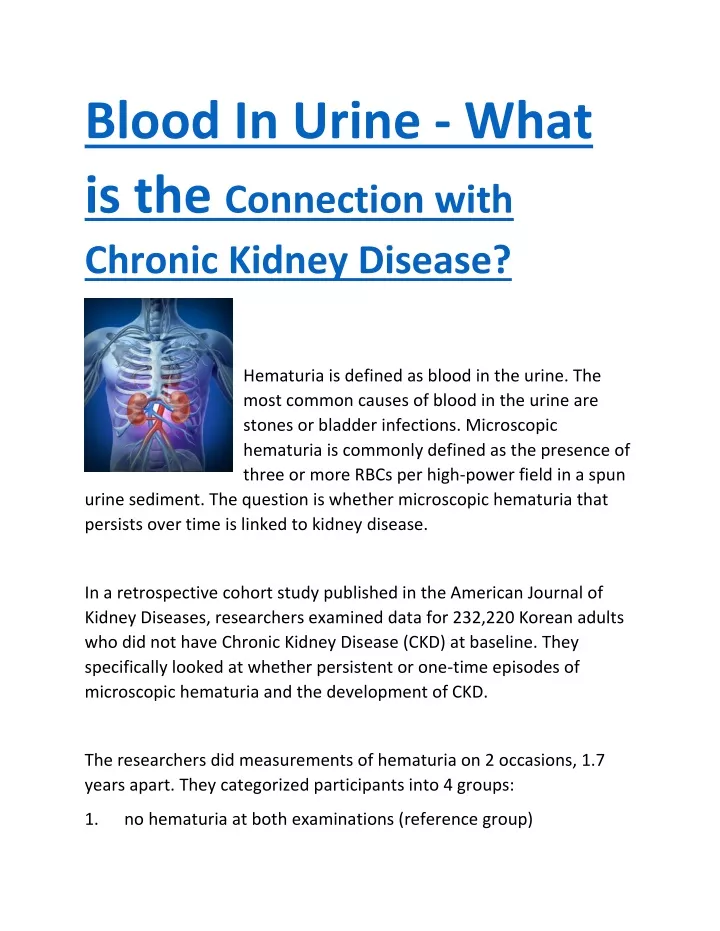 blood in urine what is the connection with