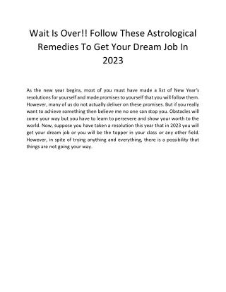 Wait Is Over!! Follow These Astrological Remedies To Get Your Dream Job In 2023