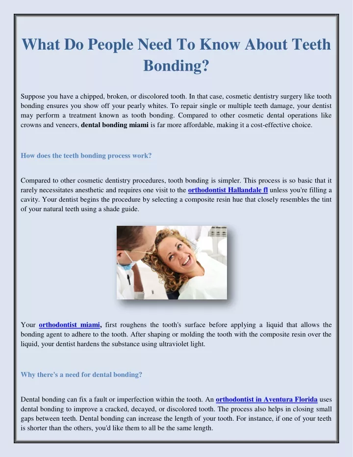 what do people need to know about teeth bonding