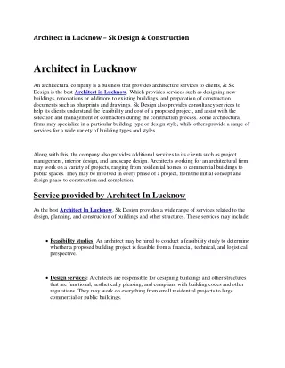 Architect in Lucknow – Sk Design & Construction