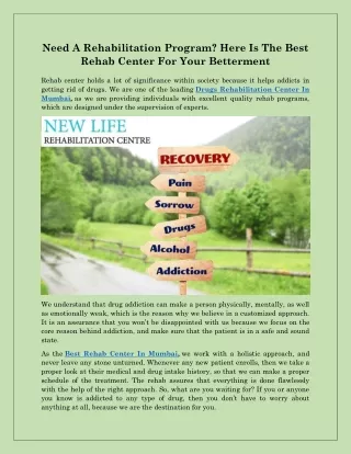 Best Rehab Centre In Mumbai - newliferehabilitationcenter