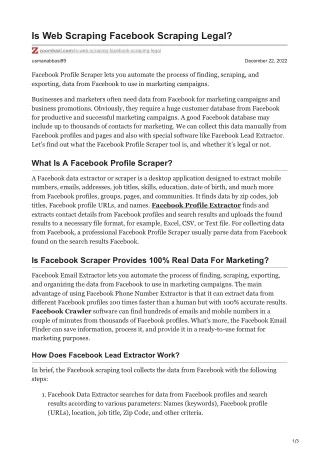 is web scraping facebook scraping legal