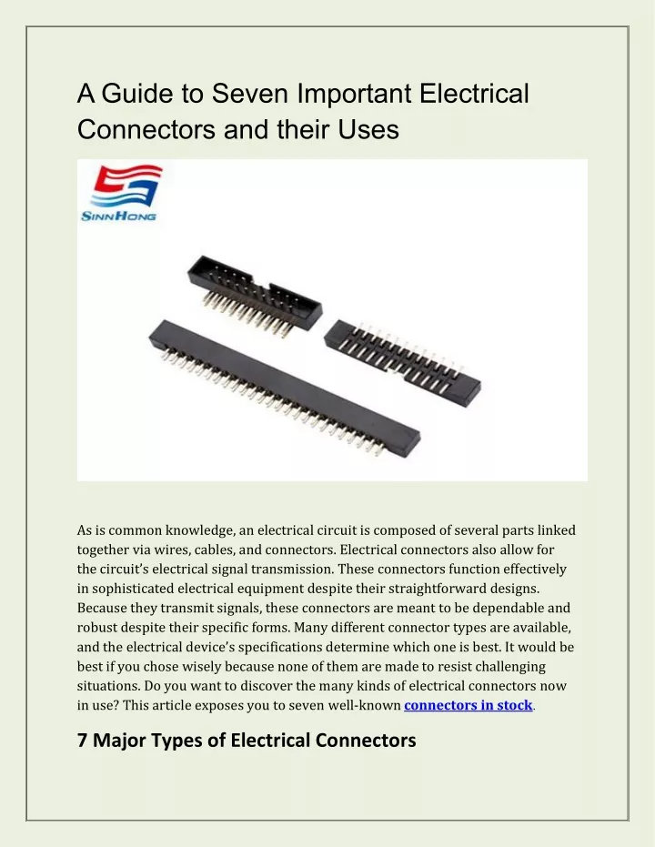 a guide to seven important electrical connectors