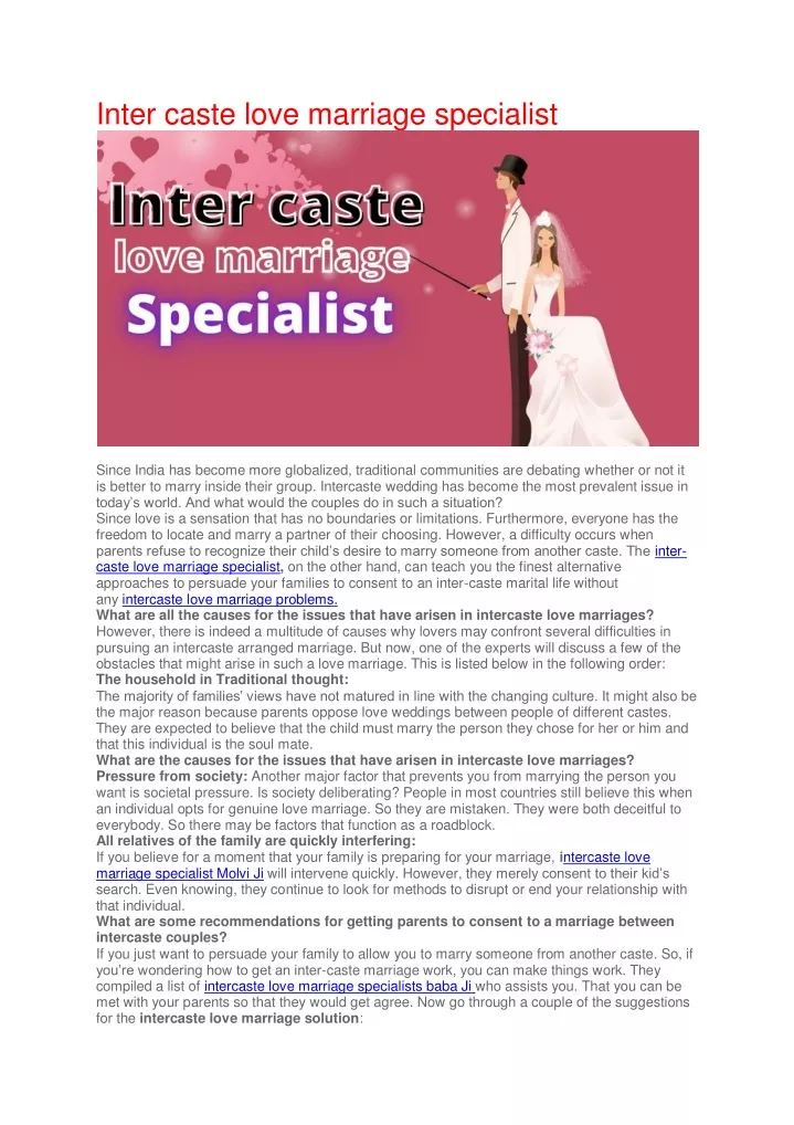 inter caste love marriage specialist