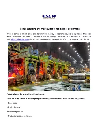 tips for selecting the most suitable rolling mill