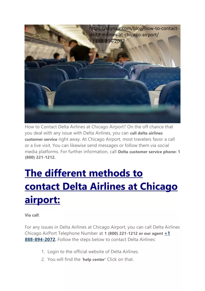how to contact delta airlines at chicago airport