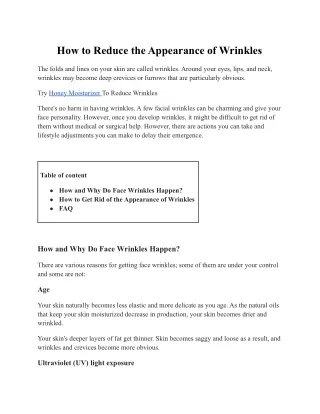 How to Reduce the Appearance of Wrinkles