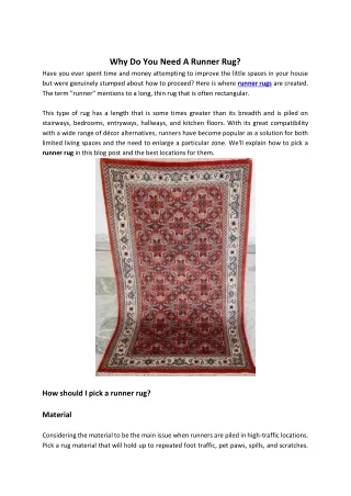 why do you need a runner rug