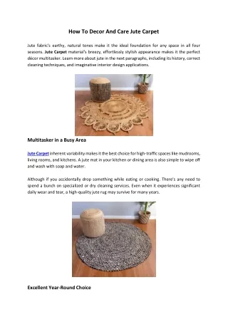 how to decor and care jute carpet