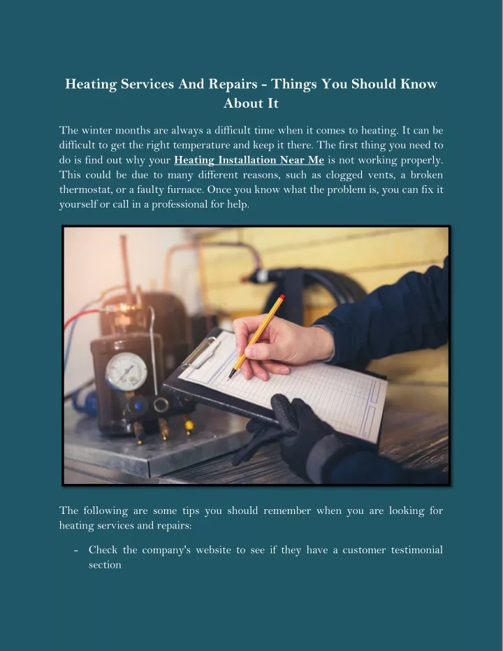heating services and repairs things you should