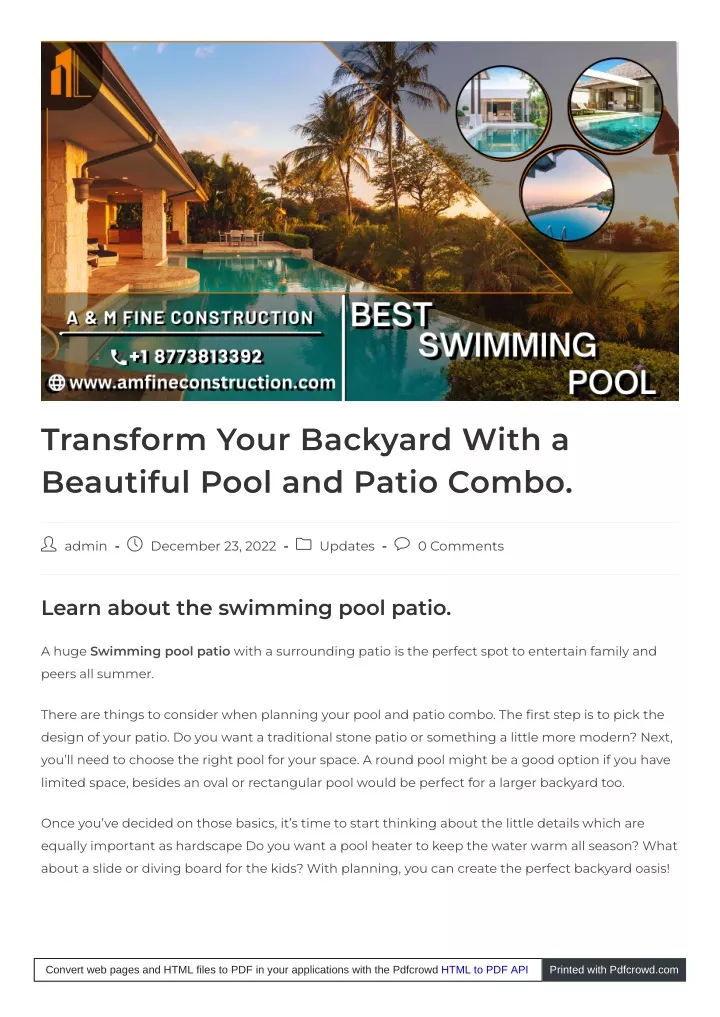 transform your backyard with a beautiful pool