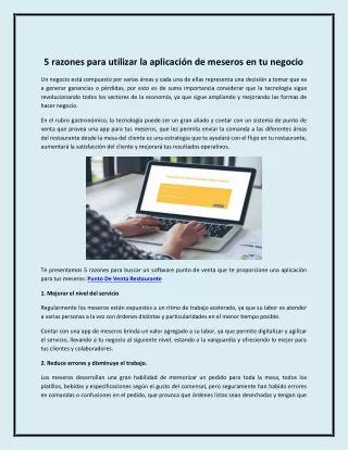 5 razones para utilizar la aplicación de meseros en tu negocio