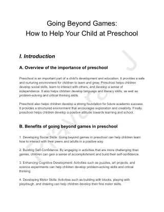 Going Beyond Games:  How to Help Your Child at Preschool