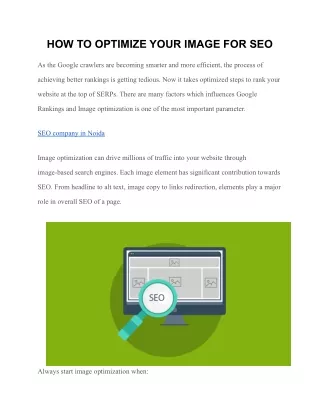 HOW TO OPTIMIZE YOUR IMAGE FOR SEO
