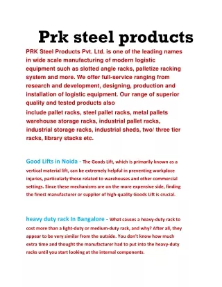 Prk steel products