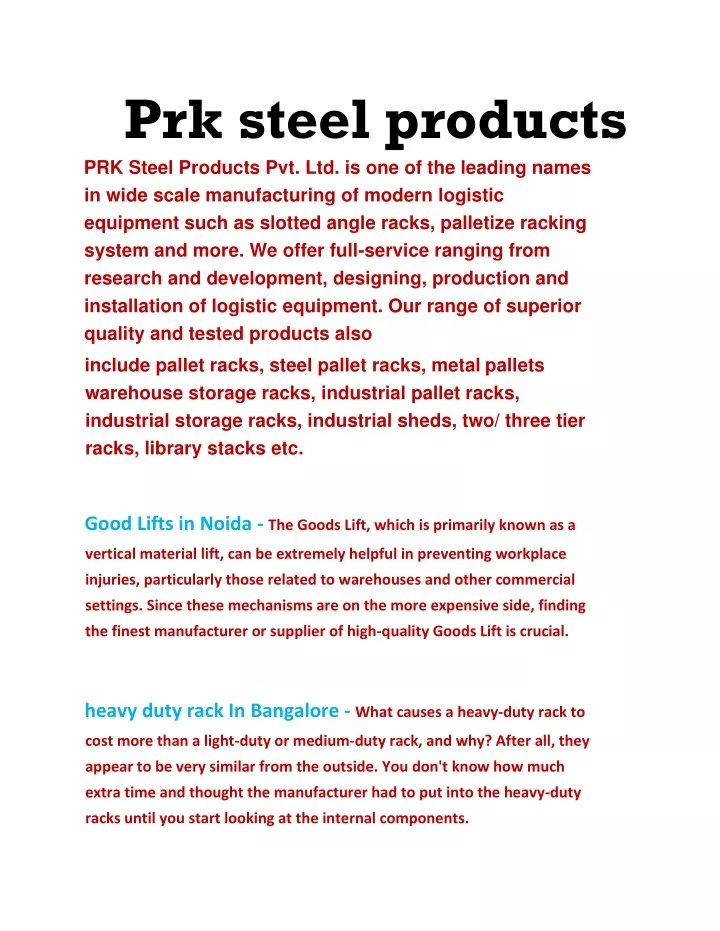 prk steel products prk steel products