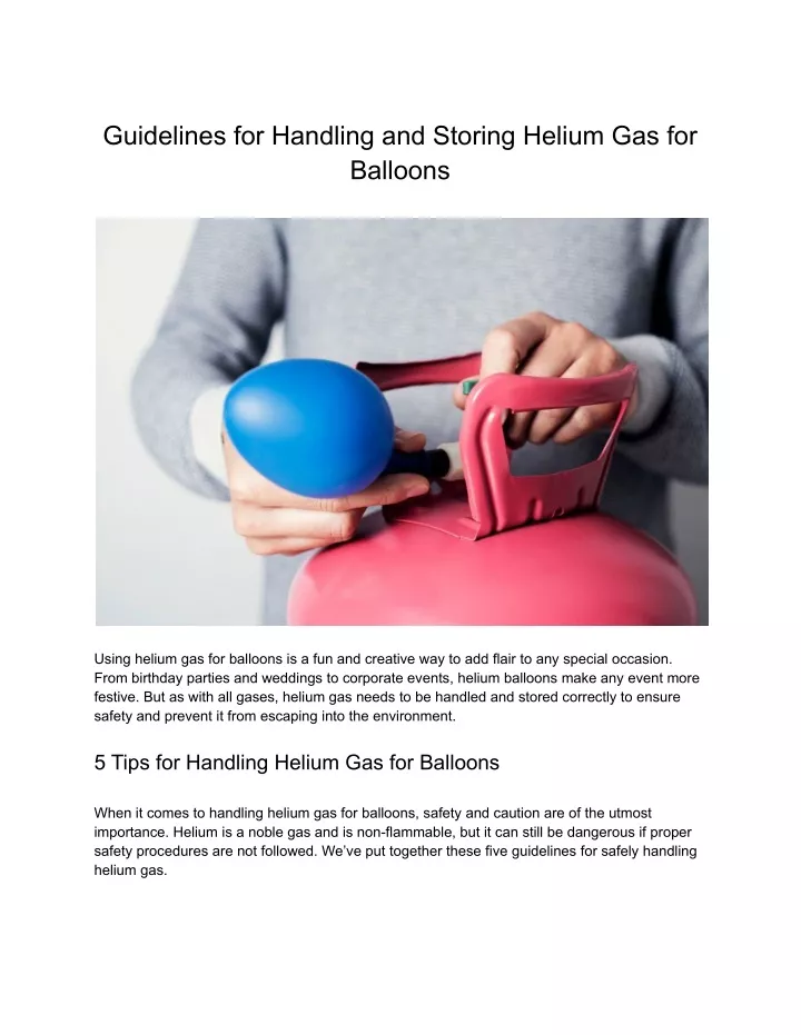 guidelines for handling and storing helium