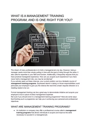 WHAT IS A MANAGEMENT TRAINING PROGRAM