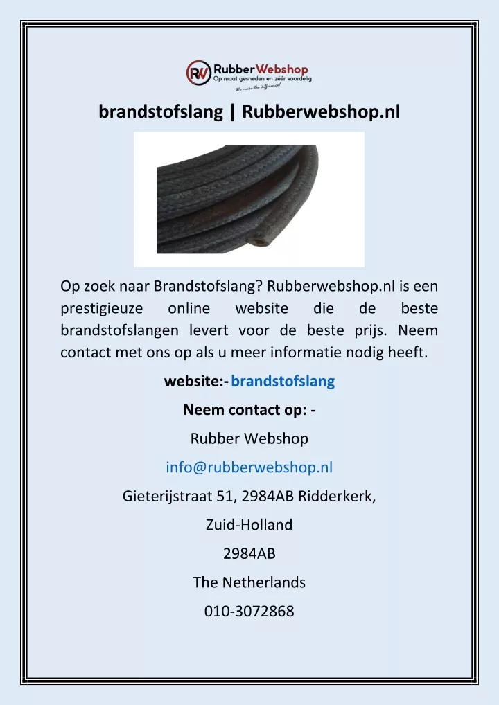 brandstofslang rubberwebshop nl