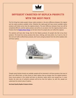 different varieties of replica products with