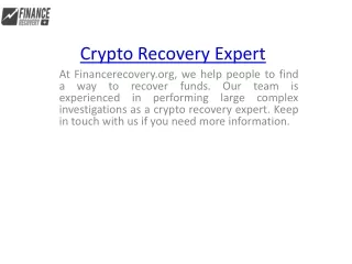 Crypto Recovery Expert  Financerecovery.org