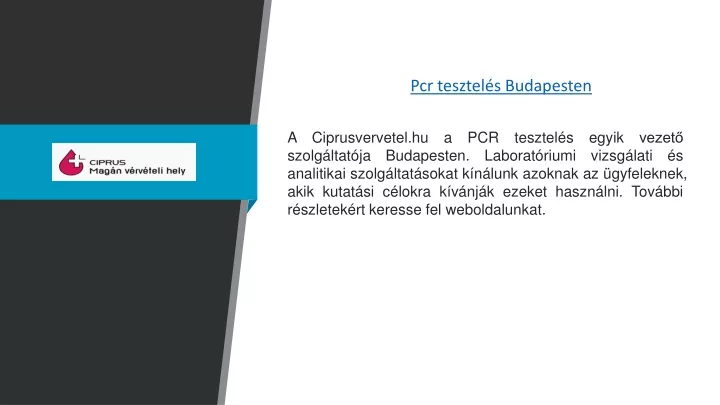 pcr tesztel s budapesten