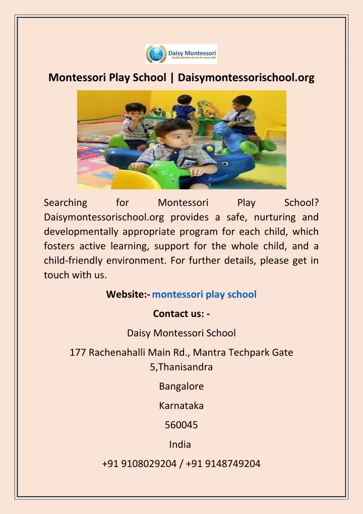 montessori play school daisymontessorischool org
