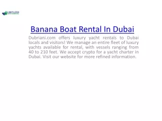 Banana Boat Rental In Dubai  Dubriani.com