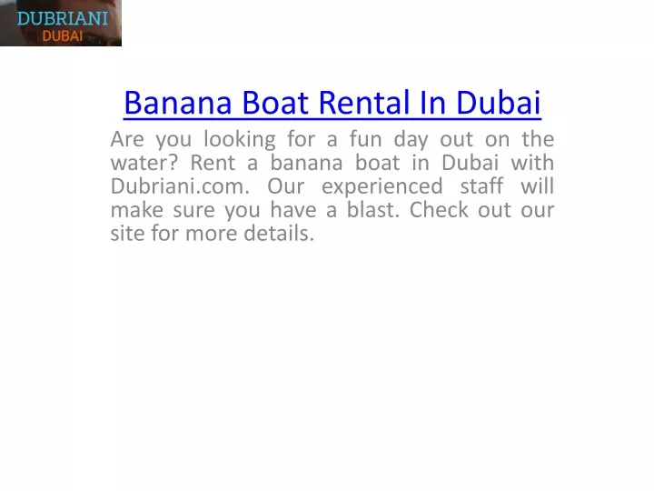 banana boat rental in dubai