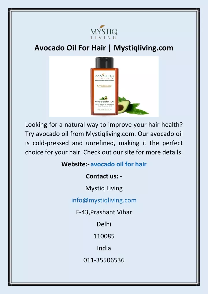 avocado oil for hair mystiqliving com