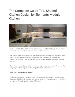 The Complete Guide To L-Shaped Kitchen Design by Elements Modular Kitchen