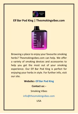 Elf Bar Pod King | Thesmokingvibes.com