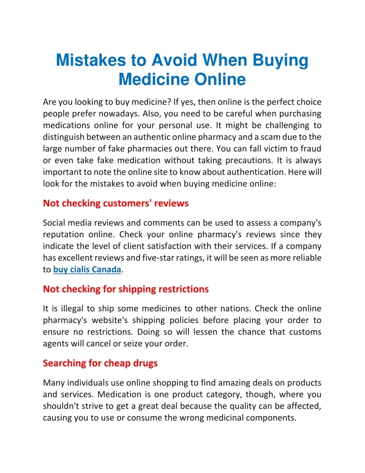 mistakes to avoid when buying medicine online