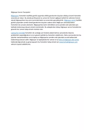bilgisayar servisi tavsiyeleri