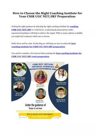 how to choose the right coaching institute